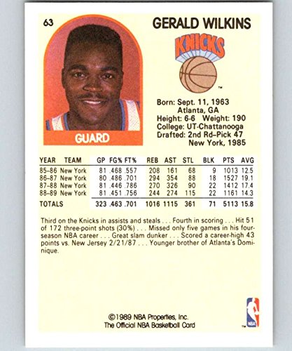 Amazon.com: 1989-90 Hoops Basketball #63 Gerald Wilkins New York